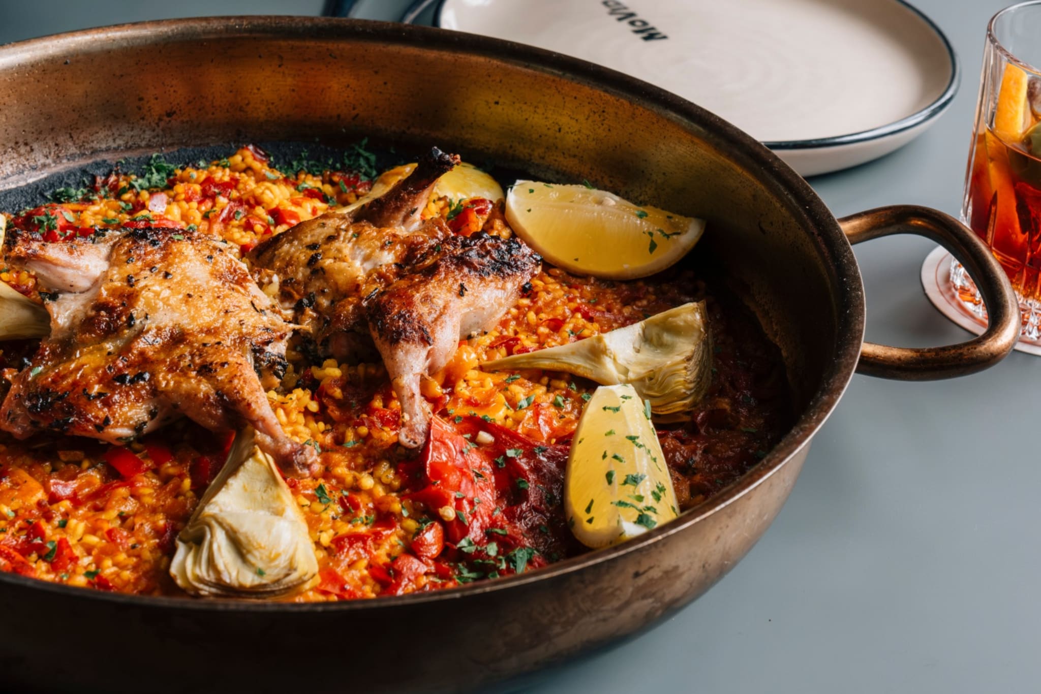 A signature rice dish at MoVida Aqui